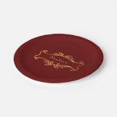 Eleganter Red Burgundy Maroon Personalisiert Chic Pappteller (Schrägansicht)