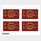 Eleganter Red Burgundy Maroon Personalisiert Chic Rechteckiger Aufkleber (Blatt)