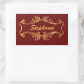 Eleganter Red Burgundy Maroon Personalisiert Chic Rechteckiger Aufkleber (Tasche)