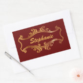 Eleganter Red Burgundy Maroon Personalisiert Chic Rechteckiger Aufkleber (Umschlag)
