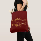 Eleganter Red Burgundy Maroon Personalisiert Chic Tasche (Von Nahem)