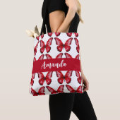 Eleganter Red Butterly Pattern Name Tasche (Von Nahem)