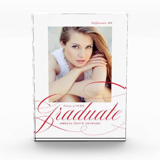 Eleganter Red Calligraphy Script-Abschluss Fotoblock