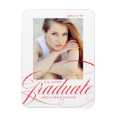 Eleganter Red Calligraphy Script Foto Abschluss Magnet (Vertikal)