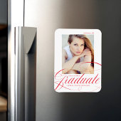 Eleganter Red Calligraphy Script Foto Abschluss Magnet