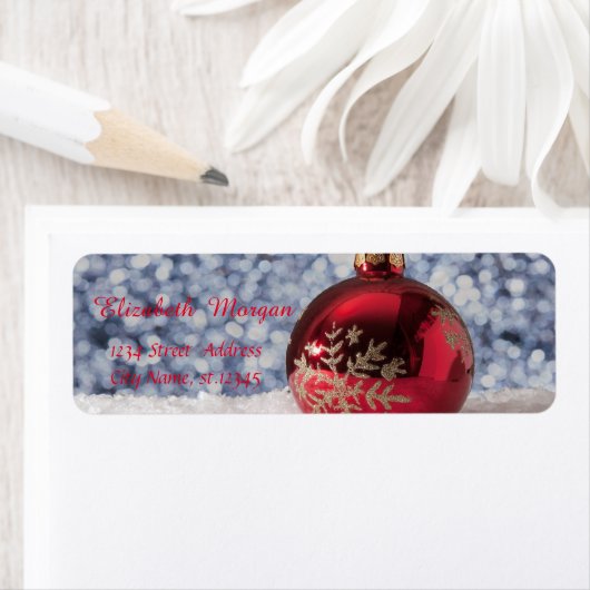 Eleganter Red Christmas Ball, Snow, Bokeh (Insitu)