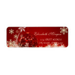 Eleganter Red Christmas Ball, Snowflakes Label<br><div class="desc">Elegante Schneeflocken und Weihnachtskugel auf rotem Hintergrund.Ein elegantes und raffiniertes Design.Wählen Sie den Kostümknopf,  um Stil,  Farbe und Größe des Schriftartes zu ändern.</div>