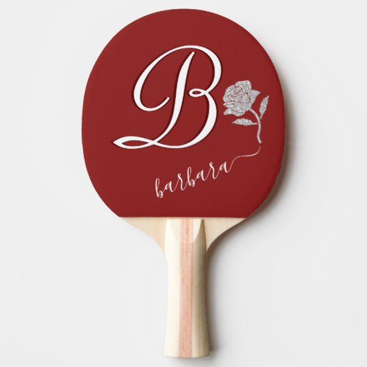 Eleganter Red Custom Monogram Name Glitzer     Ros Tischtennis Schläger (Vorderseite)