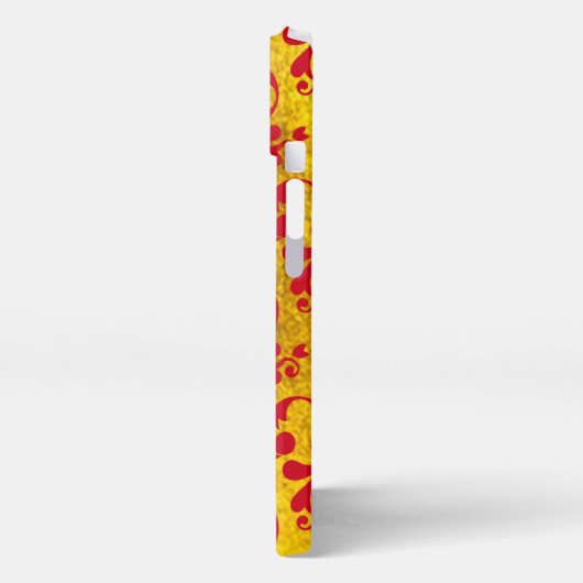 Eleganter Red Damask und Gold Texture iPhone Case iPhone Hülle (Linke Seite)