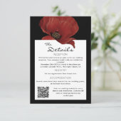 Eleganter Red Floral QR Code Wedding Guest Details Begleitkarte (Stehend Vorderseite)