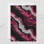 Eleganter Red Foil & Silver Glitzer Agate Wedding Einladung (Rückseite)