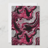 Eleganter Red Foil & Silver Glitzer Agate Wedding Einladung (Rückseite)