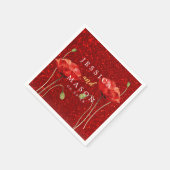 Eleganter Red Glitzer Flowey Wedding Cocktail Serviette (Ecke)