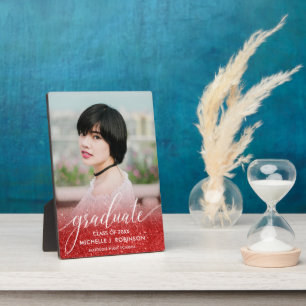 Eleganter Red Glitzer Ombre Girly Foto Abschluss Fotoplatte