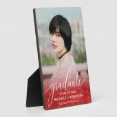 Eleganter Red Glitzer Ombre Girly Foto Abschluss Fotoplatte (Seite)