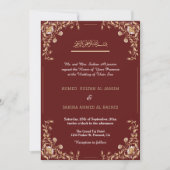 Eleganter Red Gold Islamic Wedding qr Code Einladung (Vorderseite)