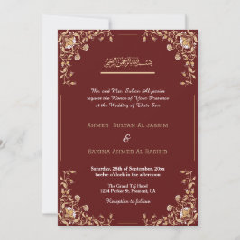 Eleganter Red Gold Islamic Wedding qr Code Einladung