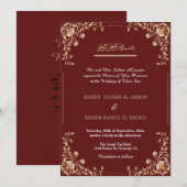 Eleganter Red Gold Islamic Wedding qr Code Einladung (Vorne/Hinten)