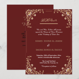 Eleganter Red Gold Islamic Wedding qr Code Einladung