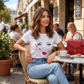 Eleganter Red Lips Graphic T - Shirt