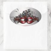 Eleganter Red Masquerade Maske Silver Umschlag Auf Ovaler Aufkleber (Tasche)
