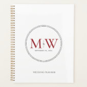 Eleganter Red Monogram Wedding Planner Planer (Vorderseite)