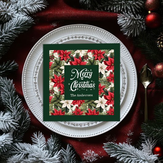 Eleganter Red Napkins Personalisierter Weihnachtsk Serviette
