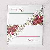 Eleganter Red Poinsettia Blumenweihnachtsfest Empf Platzkarte (Außenseite Aufgefaltet)