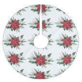 Eleganter Red Poinsettia Pattern Weihnachtsfeierta Polyester Weihnachtsbaumdecke (Vorderseite)