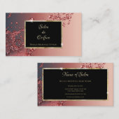 Eleganter Red Splash Black and Gold Hair Salon Visitenkarte (Vorne/Hinten)