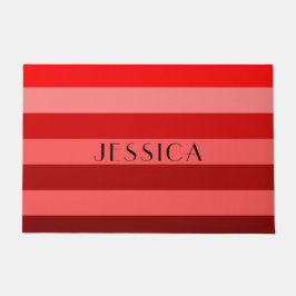 Eleganter Red Stripes Muster Individuelle Name Fußmatte