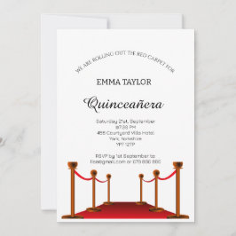 Eleganter Red Tepet Quinceañera Sweet 16 Custom Einladung