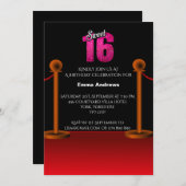 Eleganter Red Tepet Sweet 16 Party Einladung (Vorne/Hinten)