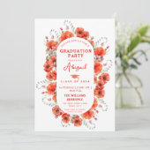 Eleganter Red Watercolor Poppies Abschluss Einladung (Stehend Vorderseite)