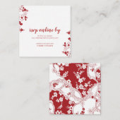 Eleganter Red & White Cherry Blossom Wedding RSVP Begleitkarte (Vorne/Hinten)