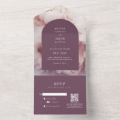 Eleganter Regal Lila Peonies Arch QR Code Wedding All In One Einladung (Innen Boden)