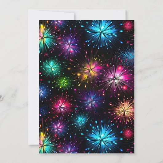 Eleganter Regenbogen Fireworks Frame 16 . Geburtst Einladung (Rückseite)