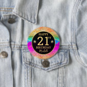 Eleganter Regenbogen-Gold-Glitter-Achat 21. Geburt Button (Beispiel)