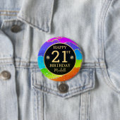 Eleganter Regenbogen-Gold-Glitter-Achat 21. Geburt Button (Beispiel)
