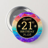 Eleganter Regenbogen-Gold-Glitter-Achat 21. Geburt Button (Vorne & Hinten)