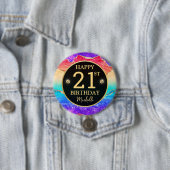 Eleganter Regenbogen-Gold-Glitter-Achat 21. Geburt Button (Beispiel)