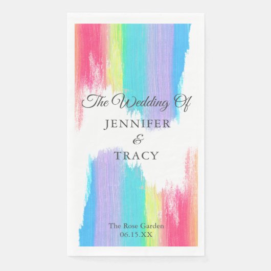 Eleganter Regenbogen-Hochzeit Personalisiert Serviette (Vorderseite)
