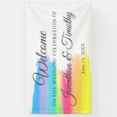 Eleganter Regenbogen Moderne Willkommen bei unsere Banner (Vertikal)