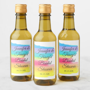 Eleganter Regenbogen personalisierter Brautparty-M Weinetikett