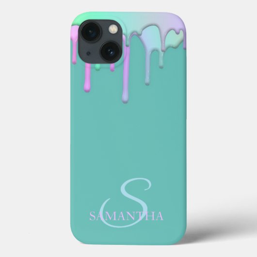 Eleganter Regenbogen-Tropfen Mint Green Case-Mate iPhone Hülle (Rückseite)