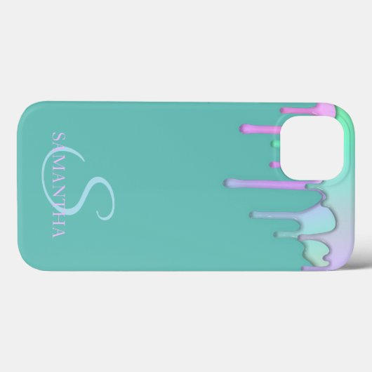 Eleganter Regenbogen-Tropfen Mint Green Case-Mate iPhone Hülle (Rückseite (Horizontal))