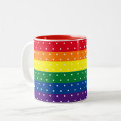 Eleganter Regenbogen und weißer Polka Dot Name Zwe Zweifarbige Tasse (Vorderseite Links)