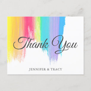 Eleganter Regenbogen-Watercolor LGBTQ-Hochzeit Dan Postkarte