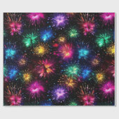 Eleganter Regenbogenfeuerwerk auf schwarzem Hinter Geschenkpapier (Flach)