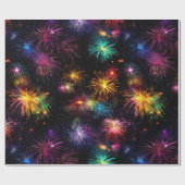 Eleganter Regenbogenfeuerwerk auf schwarzem Hinter Geschenkpapier (Flach)